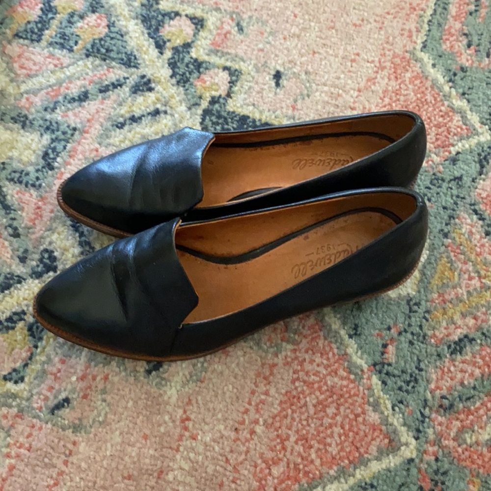 Madewell Black Pointed Leather Flats - Picture 2 of 4